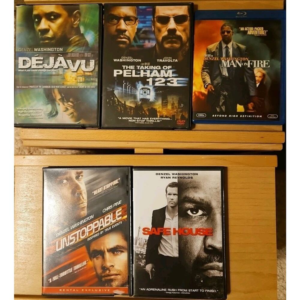 Lot Of 5 Denzel Washington DVDs And Bly-Ray